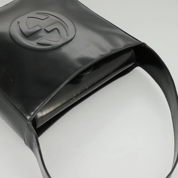 GUCCI Shoulder Bag Enamel Black Silver 000 0506 Auth - Picture 10 of 16